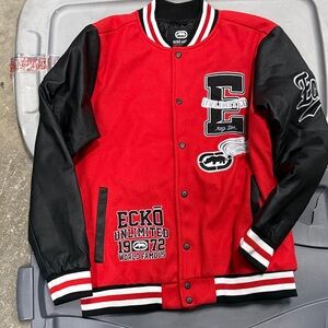 Ecko Unlimited Bold Red and Black Bomber Jacket